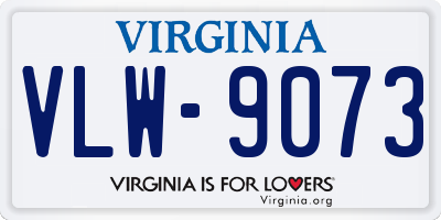 VA license plate VLW9073