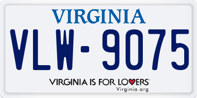 VA license plate VLW9075