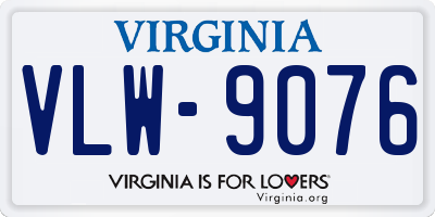 VA license plate VLW9076