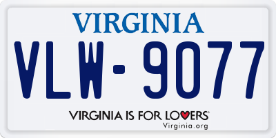 VA license plate VLW9077