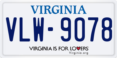 VA license plate VLW9078