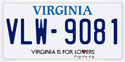 VA license plate VLW9081