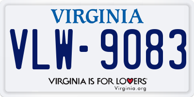 VA license plate VLW9083