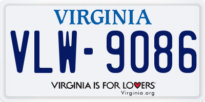 VA license plate VLW9086