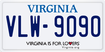 VA license plate VLW9090