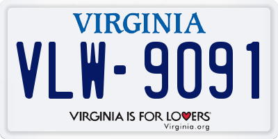 VA license plate VLW9091