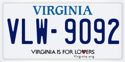 VA license plate VLW9092