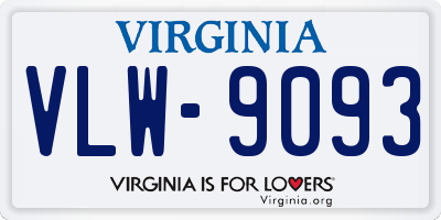 VA license plate VLW9093