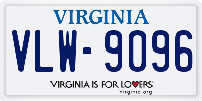 VA license plate VLW9096