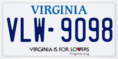 VA license plate VLW9098