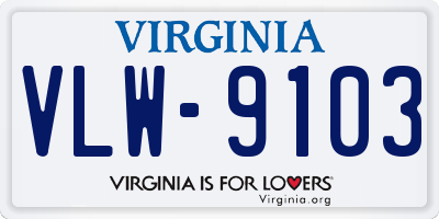 VA license plate VLW9103