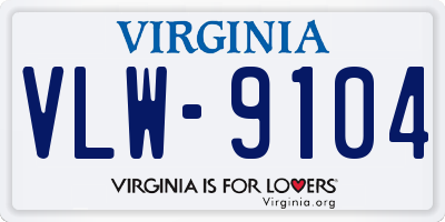 VA license plate VLW9104