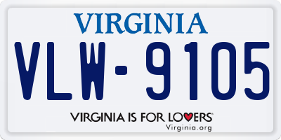 VA license plate VLW9105