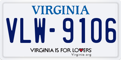 VA license plate VLW9106