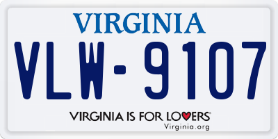 VA license plate VLW9107