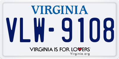 VA license plate VLW9108