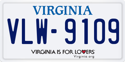 VA license plate VLW9109