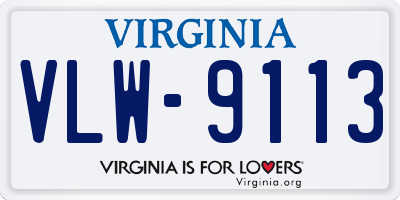 VA license plate VLW9113