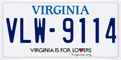 VA license plate VLW9114