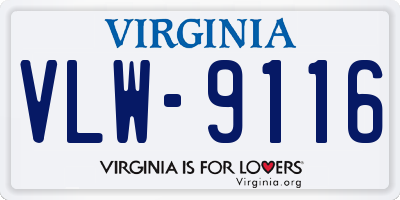 VA license plate VLW9116