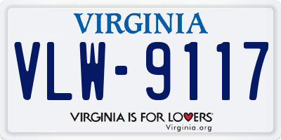 VA license plate VLW9117