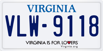 VA license plate VLW9118