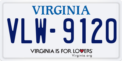 VA license plate VLW9120