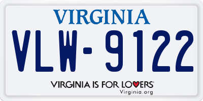 VA license plate VLW9122