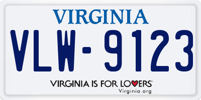 VA license plate VLW9123