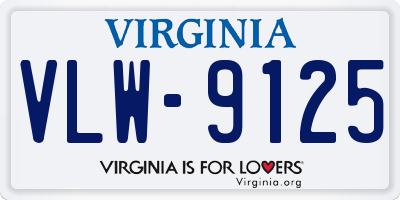 VA license plate VLW9125