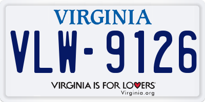 VA license plate VLW9126