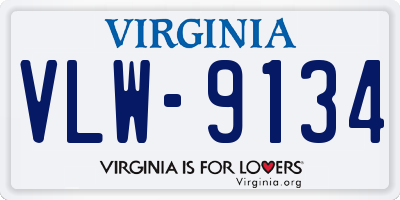 VA license plate VLW9134