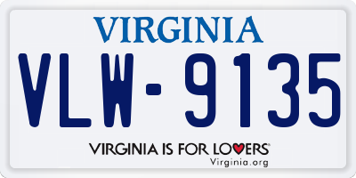 VA license plate VLW9135