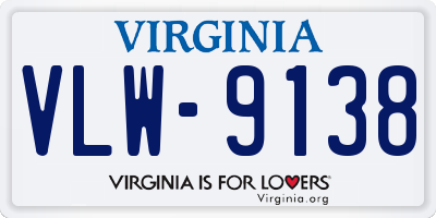 VA license plate VLW9138