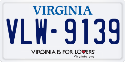 VA license plate VLW9139