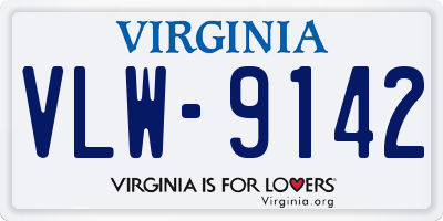 VA license plate VLW9142