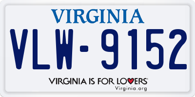 VA license plate VLW9152