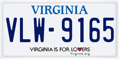 VA license plate VLW9165