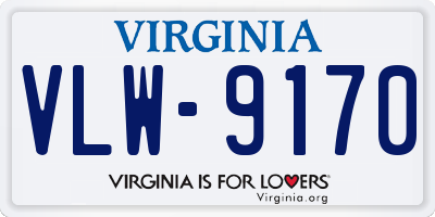 VA license plate VLW9170