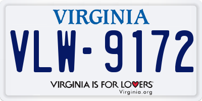 VA license plate VLW9172