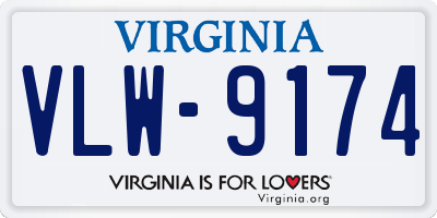 VA license plate VLW9174