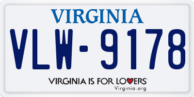 VA license plate VLW9178