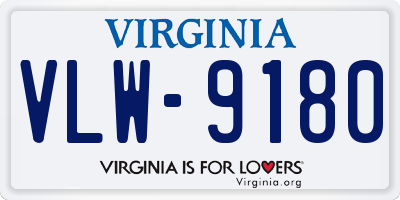 VA license plate VLW9180