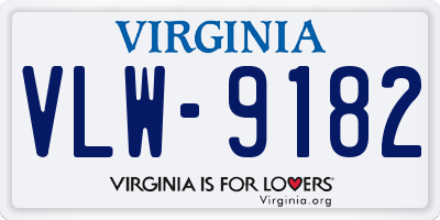 VA license plate VLW9182