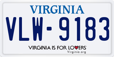 VA license plate VLW9183