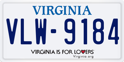 VA license plate VLW9184