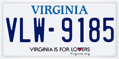 VA license plate VLW9185