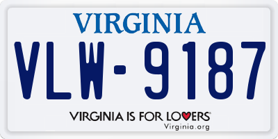 VA license plate VLW9187