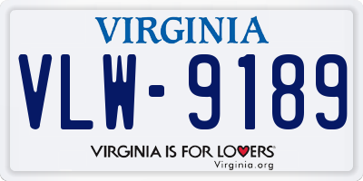 VA license plate VLW9189