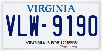 VA license plate VLW9190